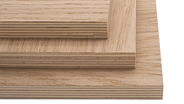 Oak veneered plywood sample two sides 150x150mm with genuine oak veneer on both faces